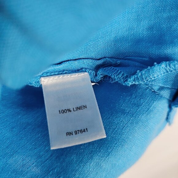 J. JILL LOVE LINEN Button Up Down Shirt Top BLUE size XL Long Sleeve Preppy 100% - Picture 5 of 8